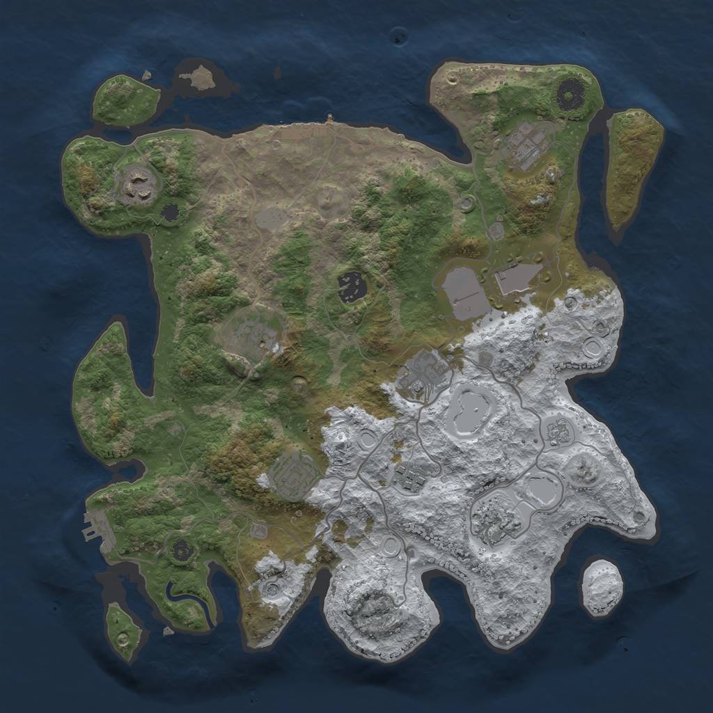 Rust Map: Procedural Map, Size: 3500, Seed: 531853, 18 Monuments