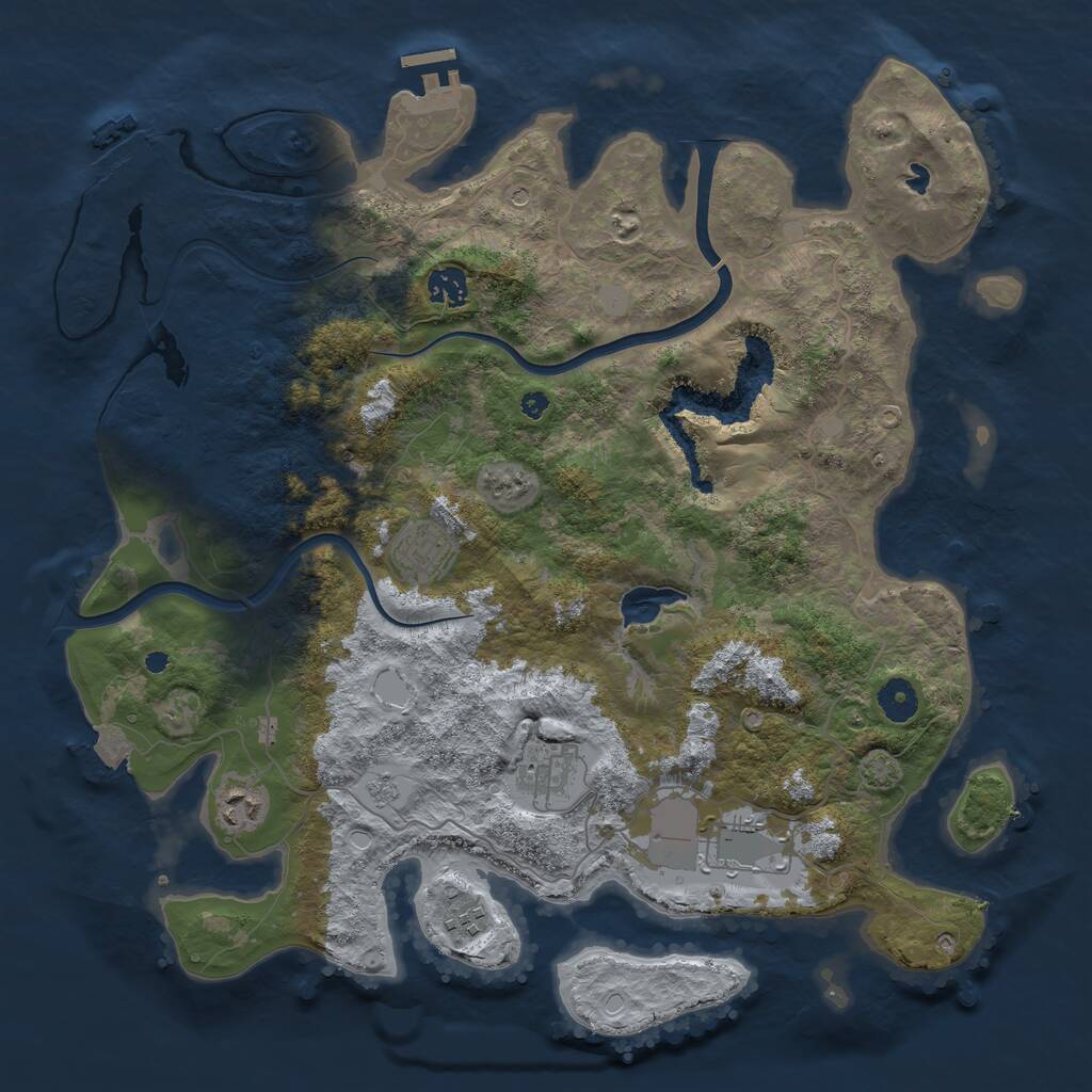 Rust Map: Procedural Map, Size: 4000, Seed: 893738221, 12 Monuments