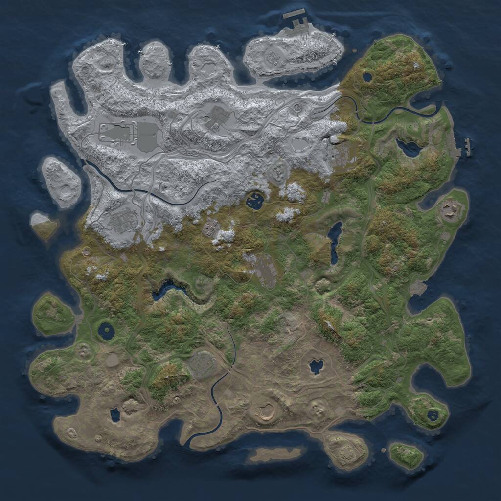 Rust Map: Procedural Map, Size: 4500, Seed: 648252, 16 Monuments