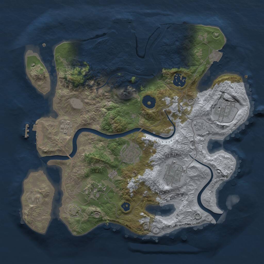 Rust Map: Procedural Map, Size: 3000, Seed: 4206969, 12 Monuments