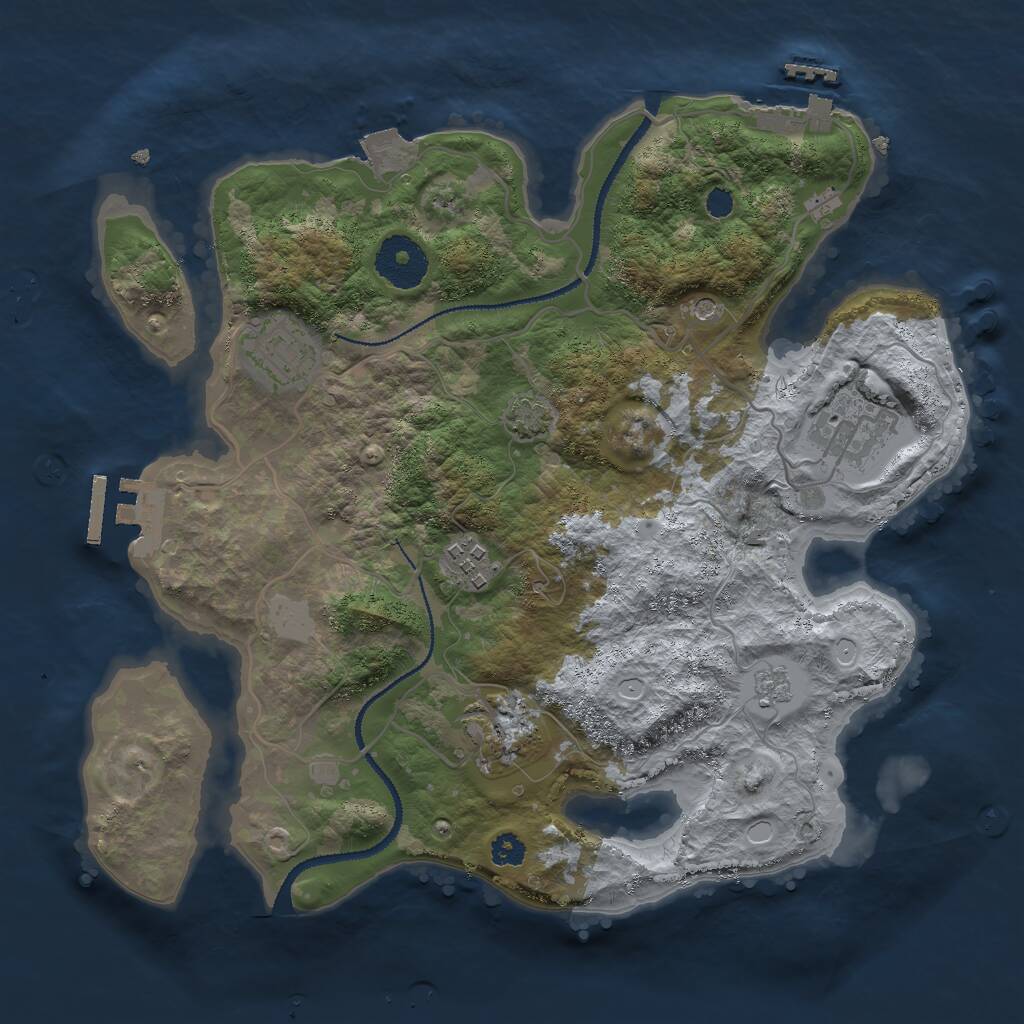 Rust Map: Procedural Map, Size: 3000, Seed: 4206969, 10 Monuments