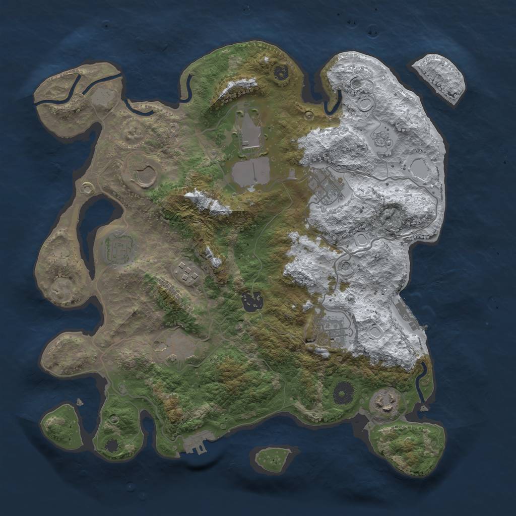 Rust Map: Procedural Map, Size: 3500, Seed: 366, 18 Monuments