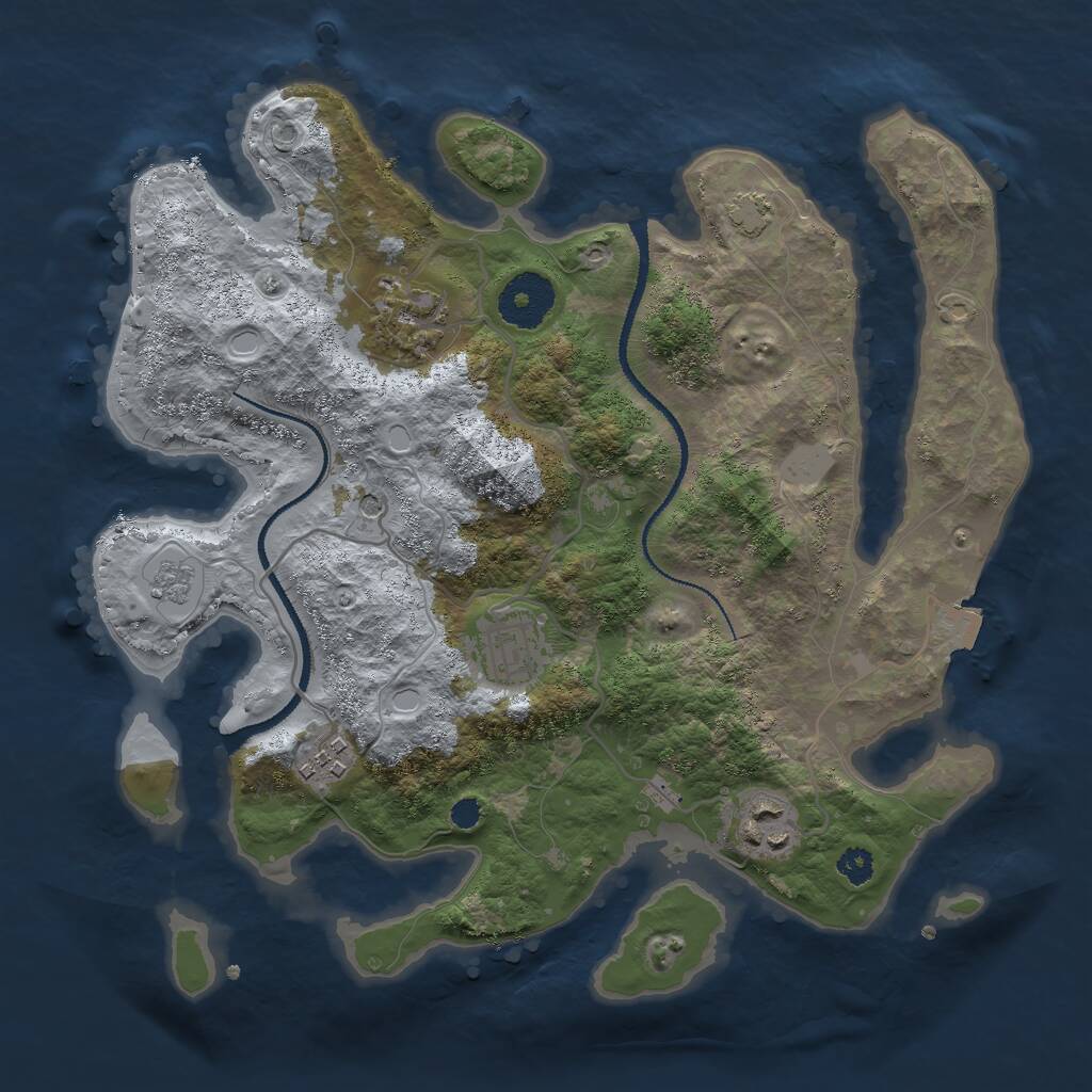 Rust Map: Procedural Map, Size: 3000, Seed: 2010854857, 8 Monuments