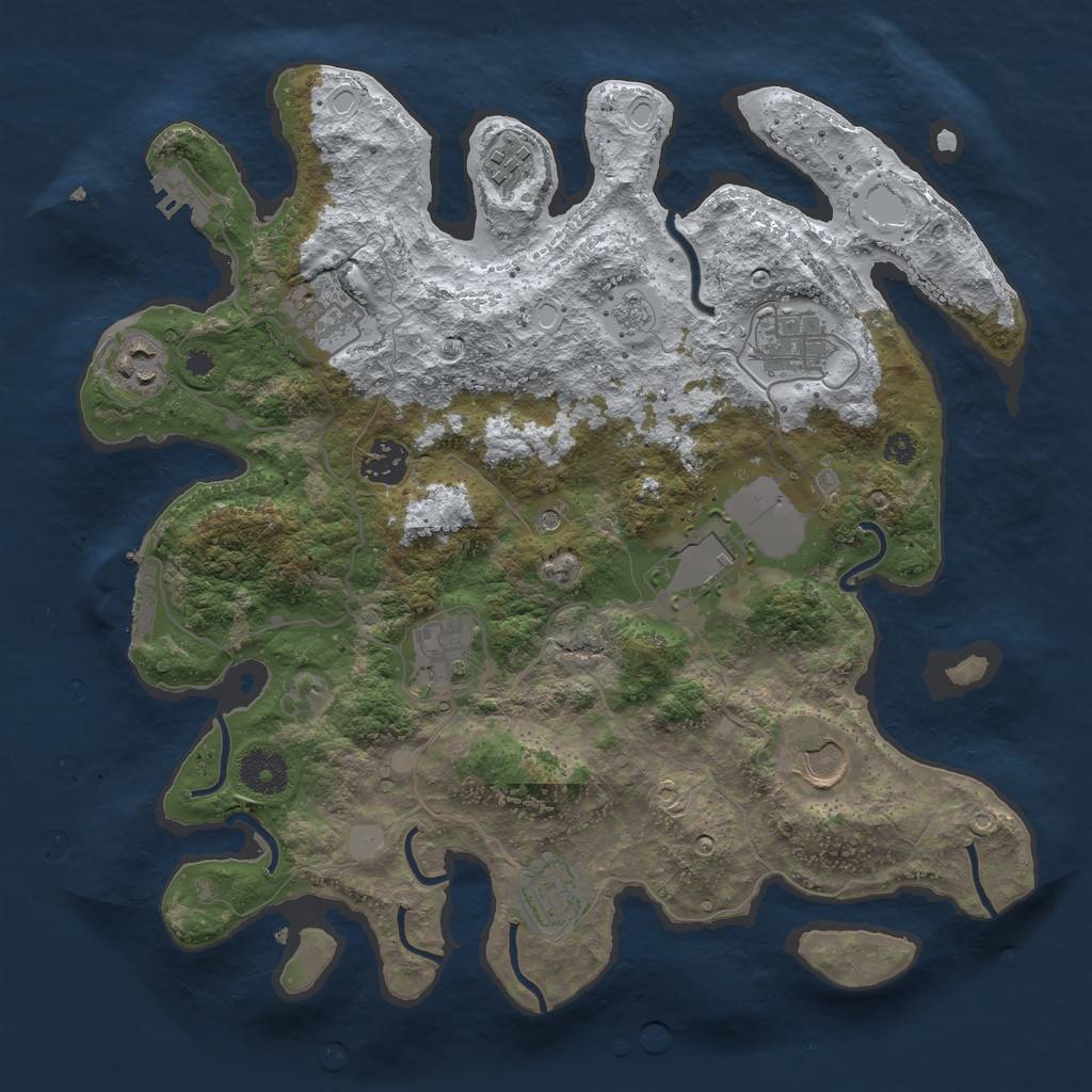 Rust Map: Procedural Map, Size: 3500, Seed: 85479, 18 Monuments