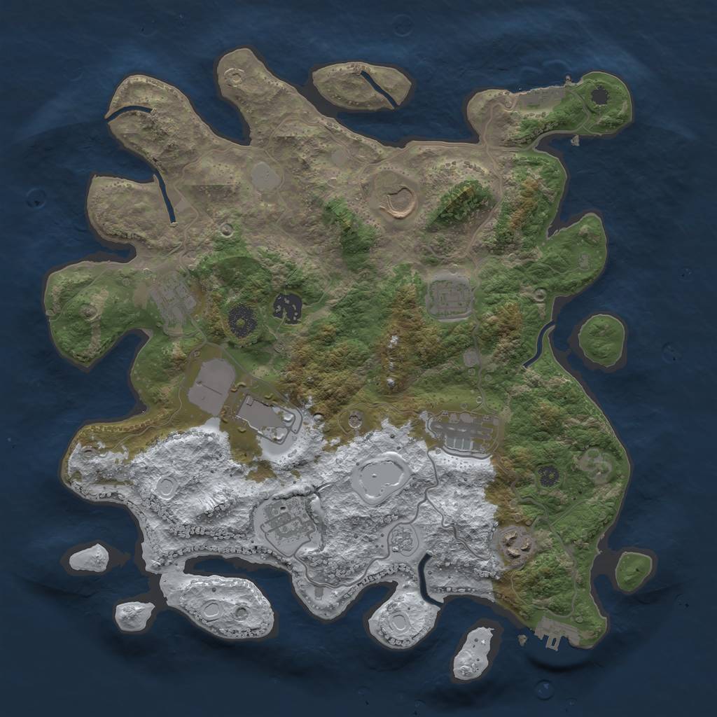 Rust Map: Procedural Map, Size: 3500, Seed: 454545, 17 Monuments