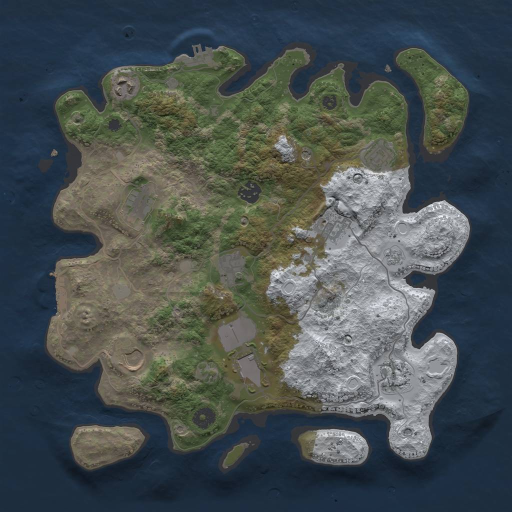 Rust Map: Procedural Map, Size: 3550, Seed: 3574951, 18 Monuments