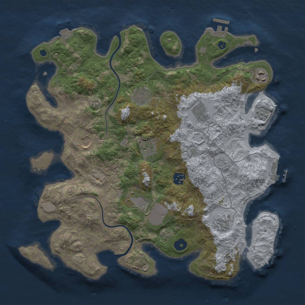 Rust Map: Procedural Map, Size: 3750, Seed: 25335977, 14 Monuments