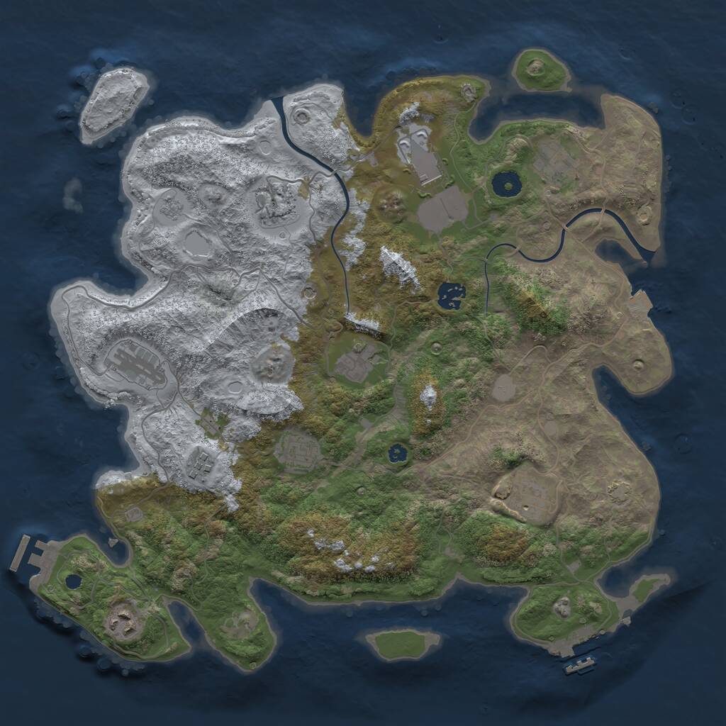 Rust Map: Procedural Map, Size: 3850, Seed: 2073214895, 16 Monuments