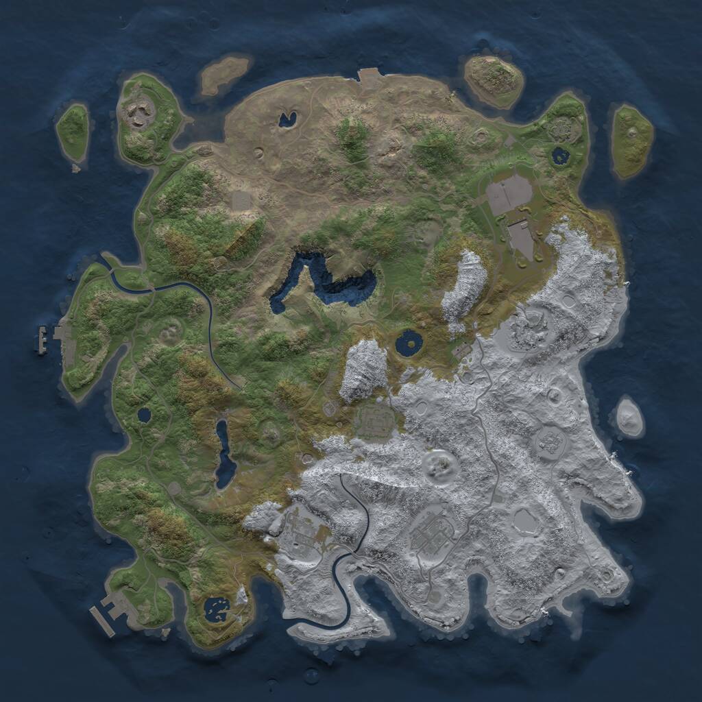 Rust Map: Procedural Map, Size: 4000, Seed: 409076629, 13 Monuments