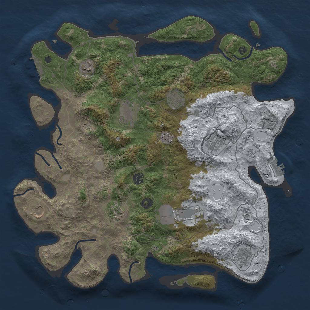 Rust Map: Procedural Map, Size: 4000, Seed: 792639, 19 Monuments