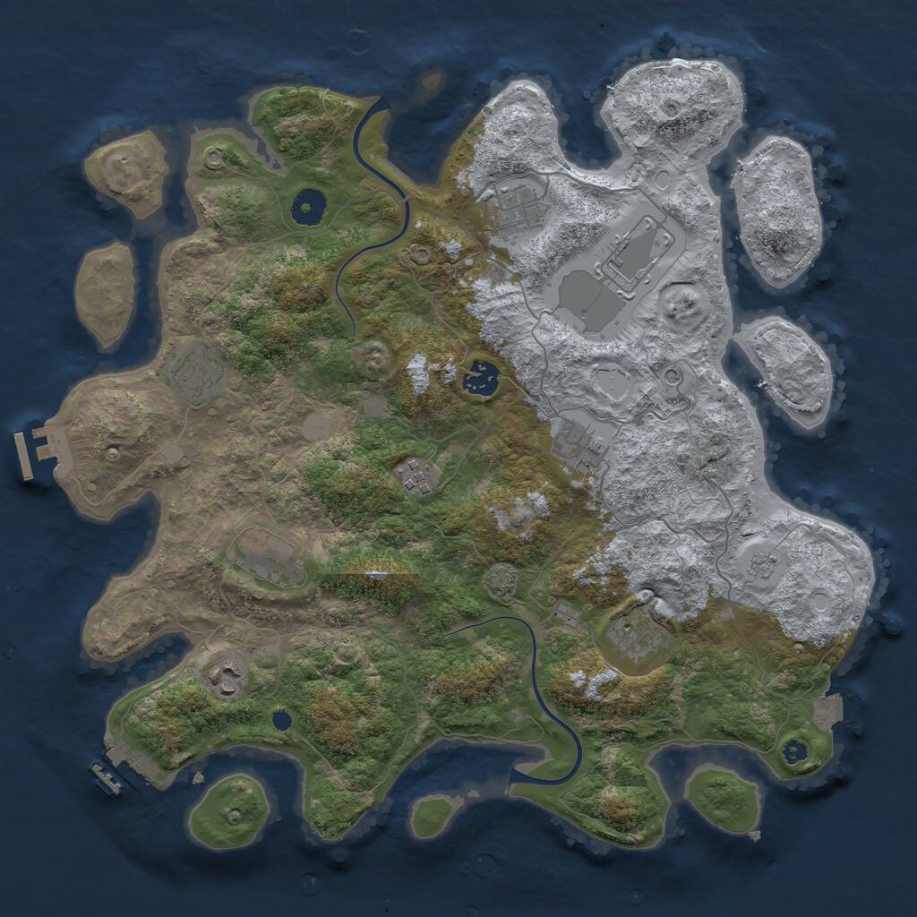 Rust Map: Procedural Map, Size: 3850, Seed: 844999101, 15 Monuments