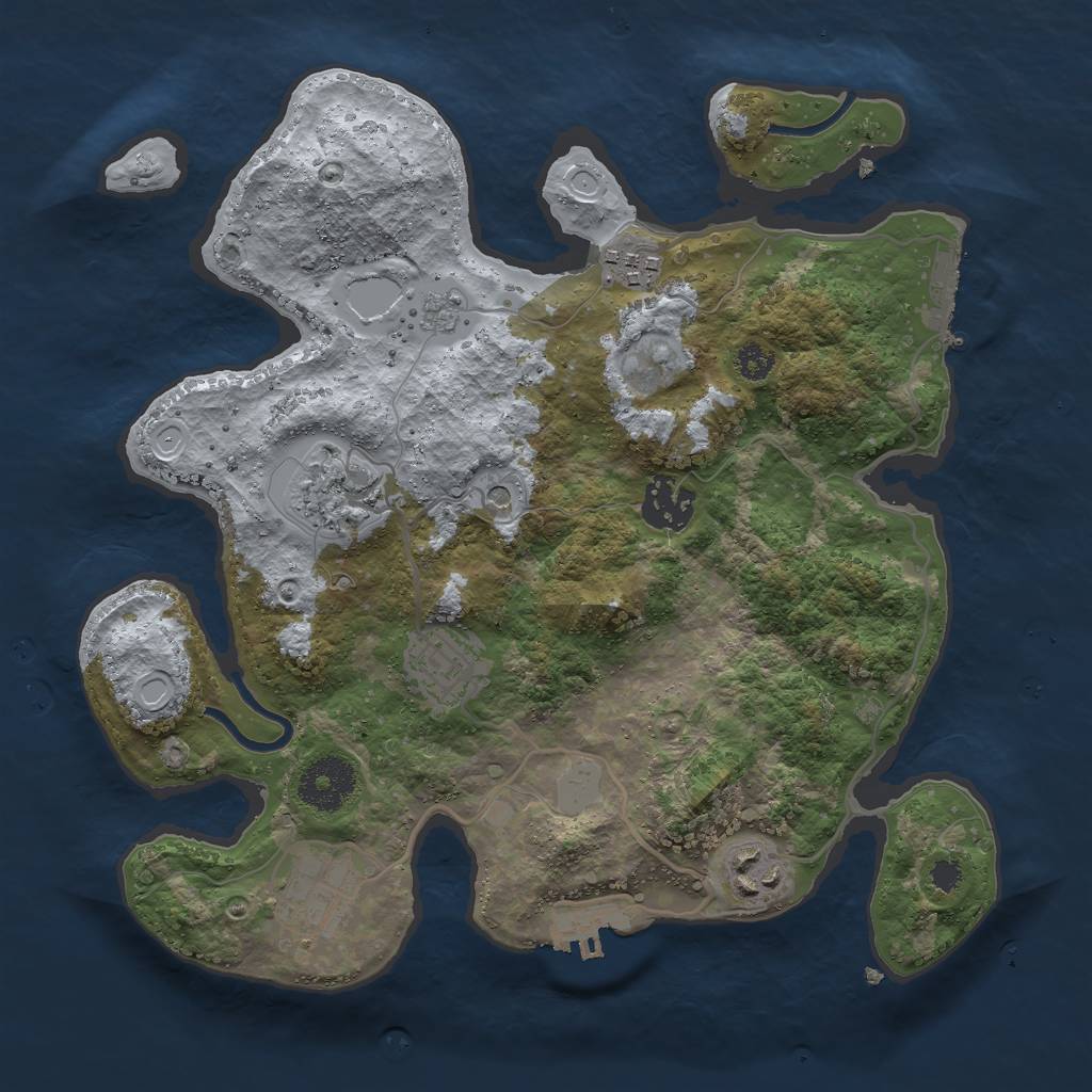 Rust Map: Procedural Map, Size: 3000, Seed: 44321, 13 Monuments