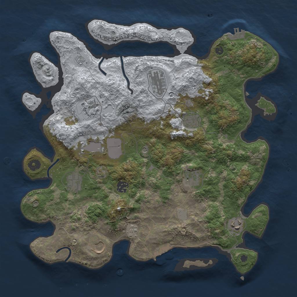 Rust Map: Procedural Map, Size: 3750, Seed: 648252, 19 Monuments