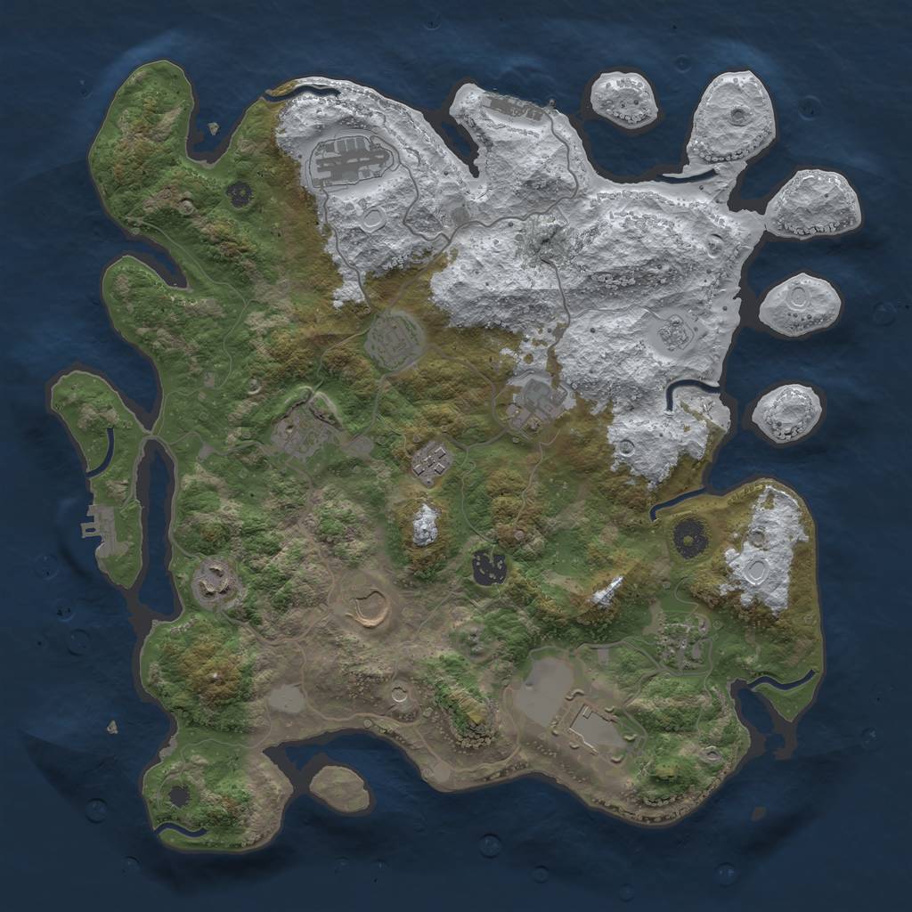 Rust Map: Procedural Map, Size: 3750, Seed: 1792351009, 19 Monuments