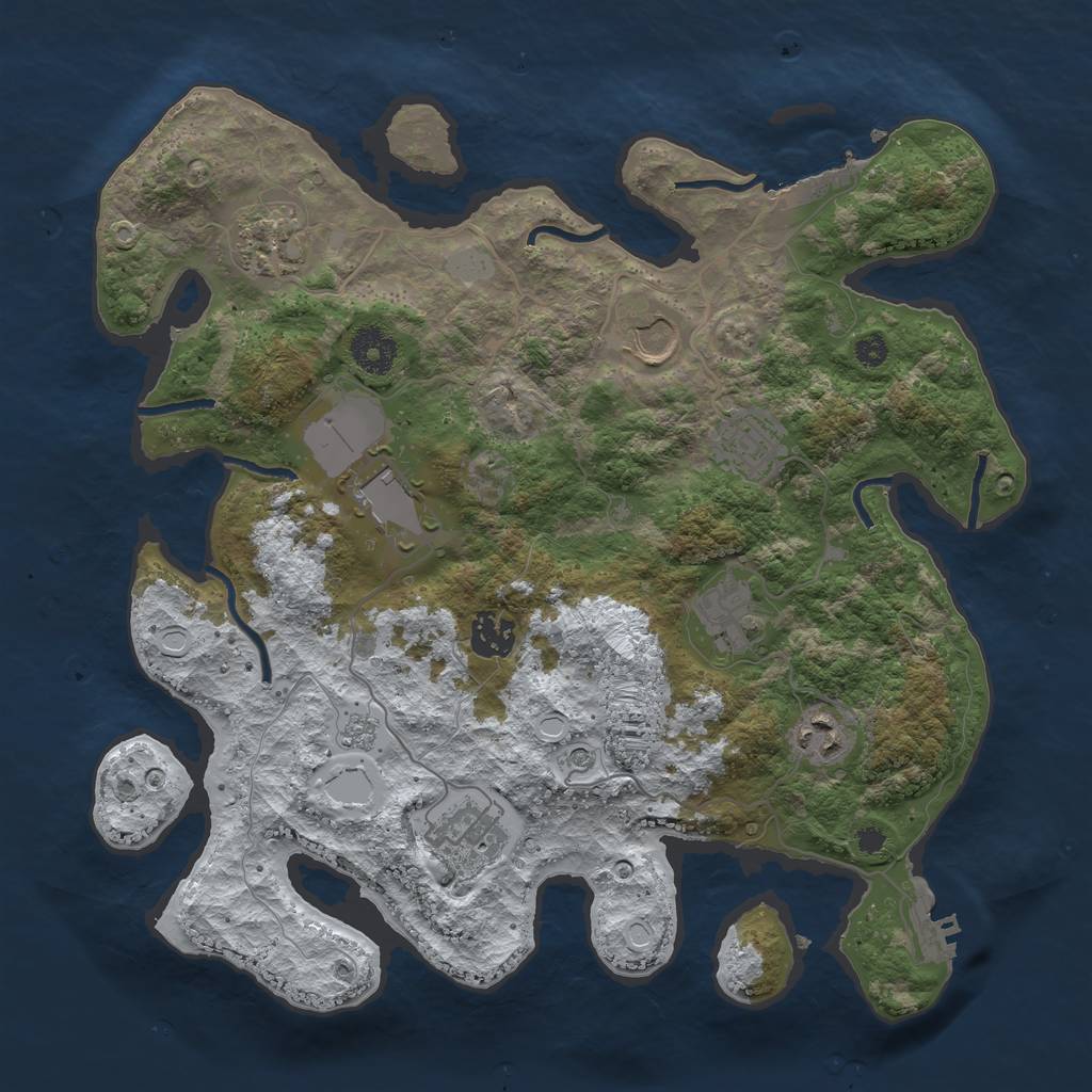 Rust Map: Procedural Map, Size: 3500, Seed: 12511244, 17 Monuments