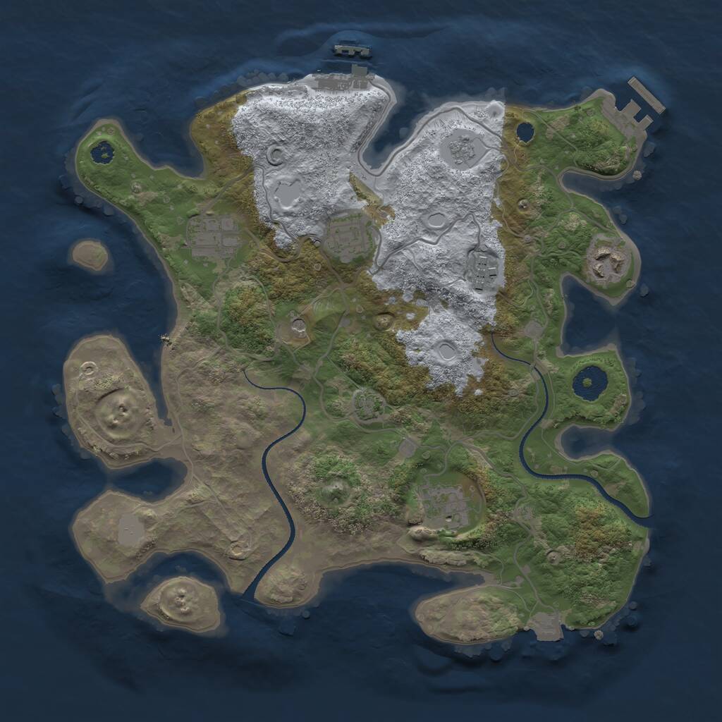 Rust Map: Procedural Map, Size: 3200, Seed: 4723414, 11 Monuments