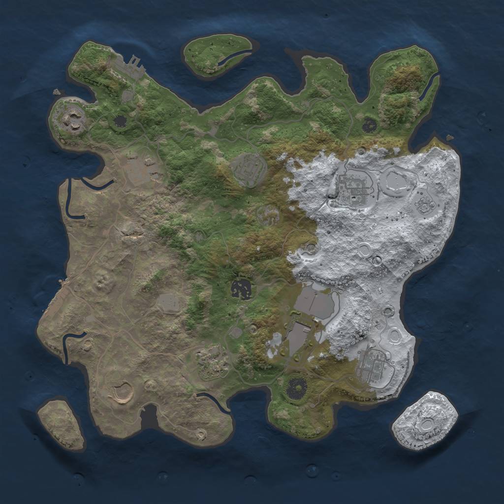 Rust Map: Procedural Map, Size: 3500, Seed: 3457015, 18 Monuments