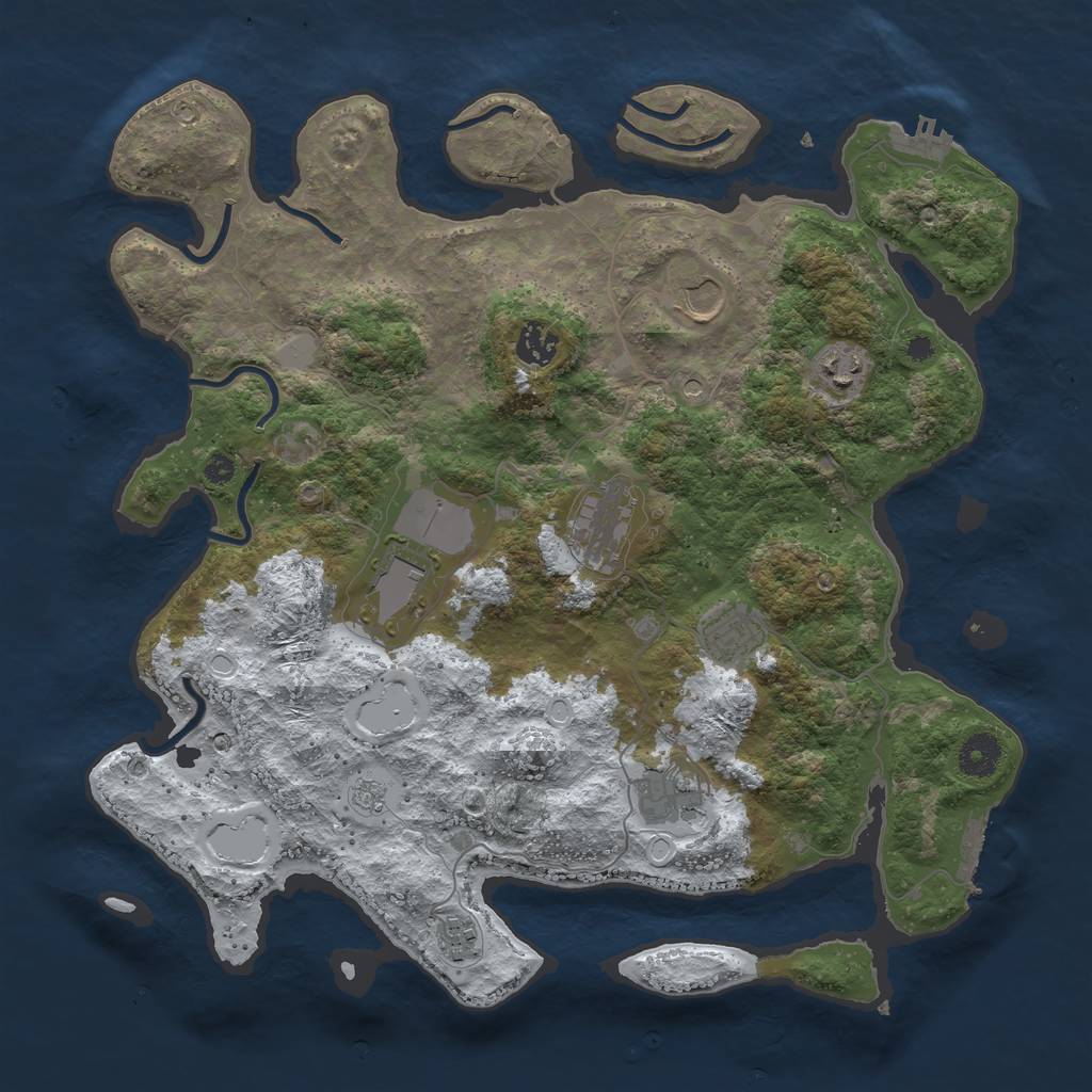 Rust Map: Procedural Map, Size: 3800, Seed: 30516, 17 Monuments