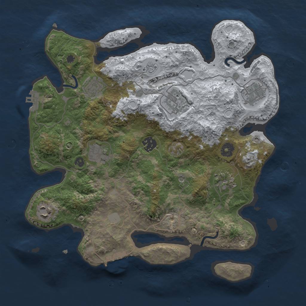 Rust Map: Procedural Map, Size: 3250, Seed: 5561095, 16 Monuments