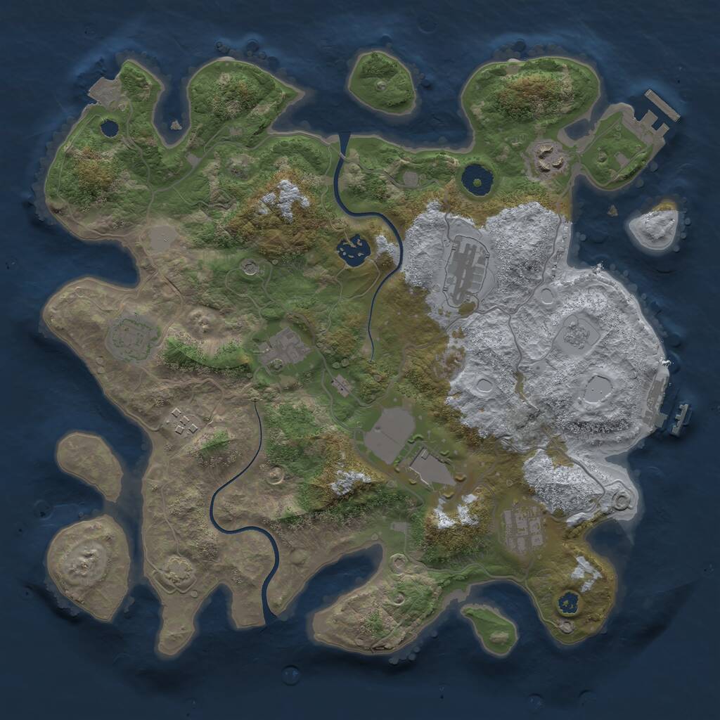 Rust Map: Procedural Map, Size: 3500, Seed: 156710281, 14 Monuments