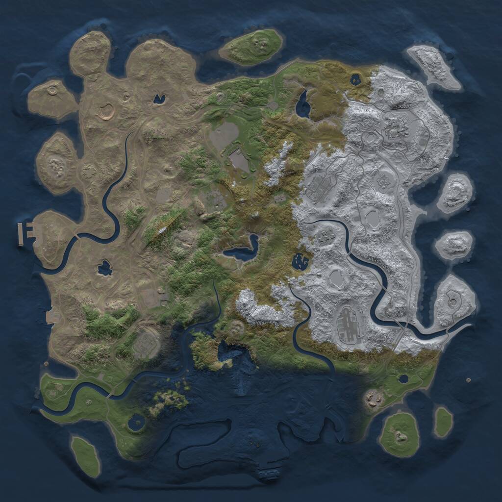 Rust Map: Procedural Map, Size: 4500, Seed: 345602, 17 Monuments