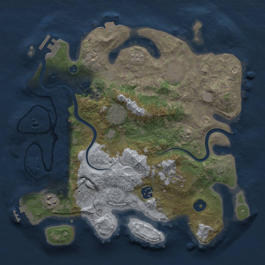 Rust Map: Procedural Map, Size: 3250, Seed: 2392090, 13 Monuments