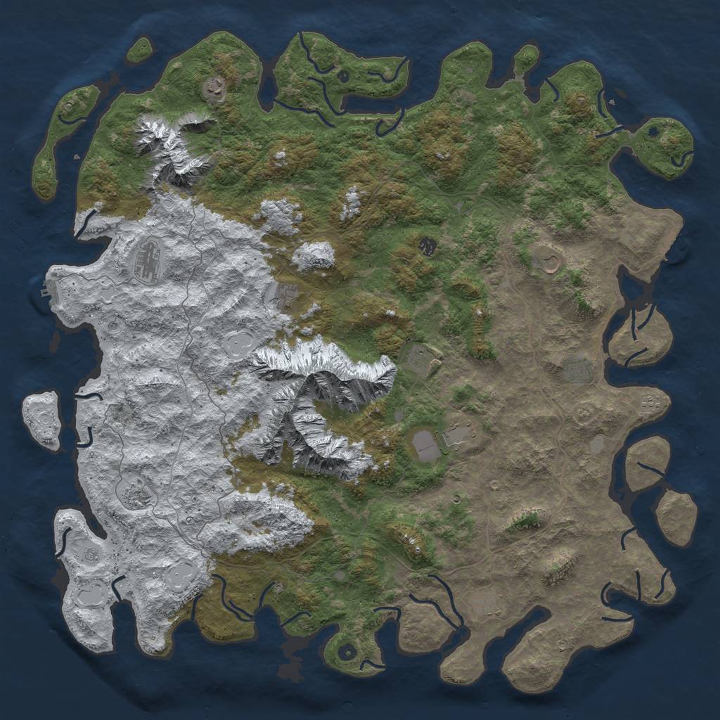 Rust Map: Procedural Map, Size: 6000, Seed: 1000, 20 Monuments