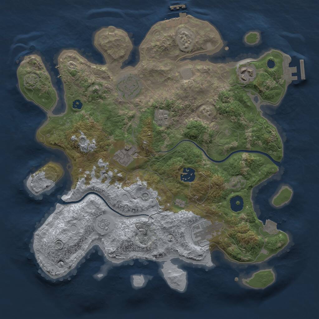 Rust Map: Procedural Map, Size: 3200, Seed: 2685835, 12 Monuments