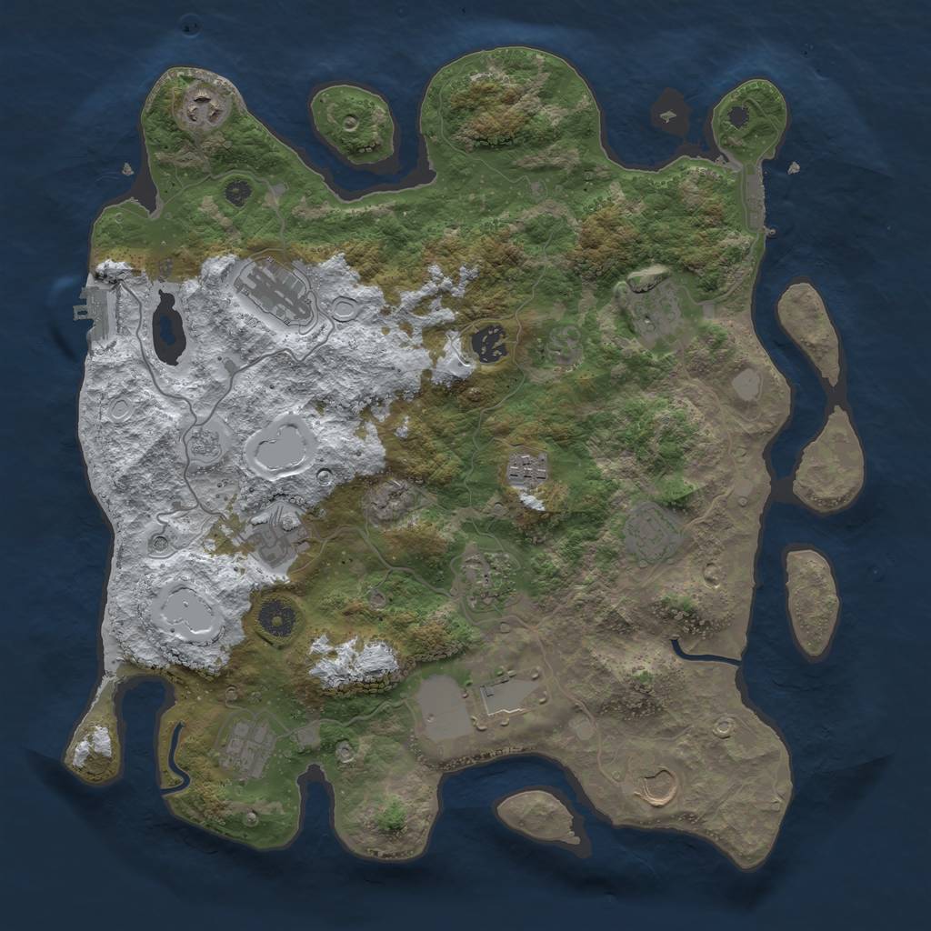 Rust Map: Procedural Map, Size: 3800, Seed: 1937900126, 20 Monuments
