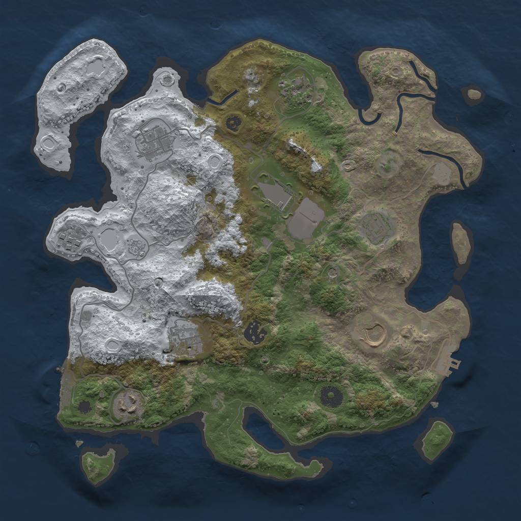 Rust Map: Procedural Map, Size: 3500, Seed: 164518731, 18 Monuments
