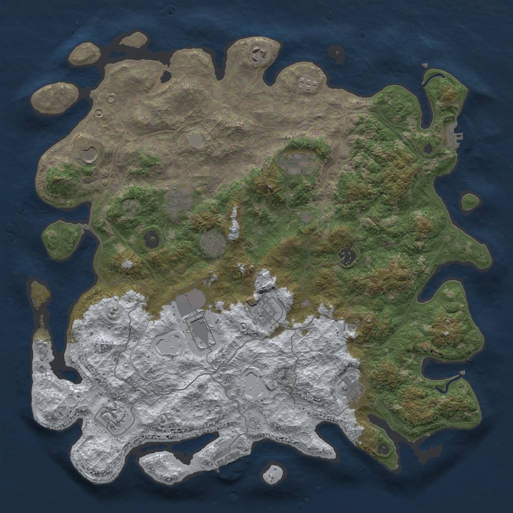 Rust Map: Procedural Map, Size: 4500, Seed: 54434534, 20 Monuments