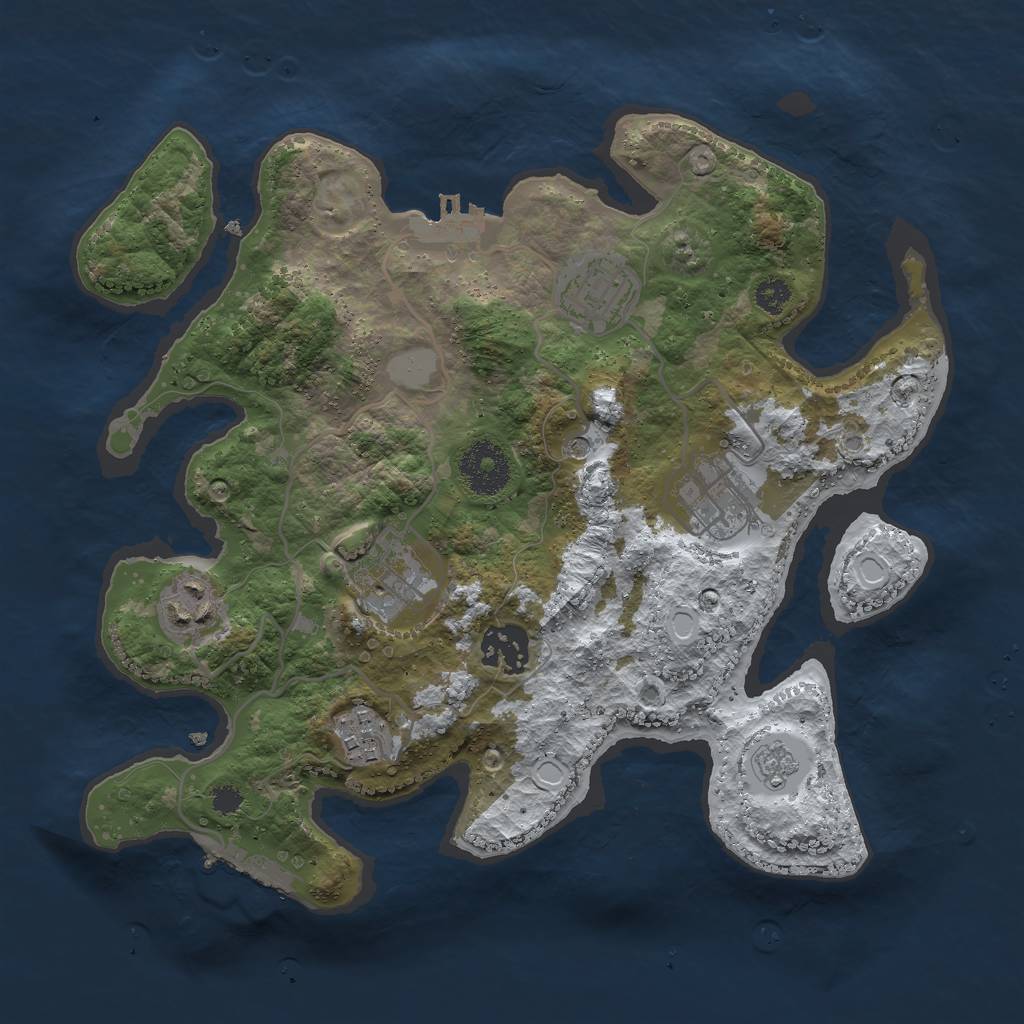 Rust Map: Procedural Map, Size: 3000, Seed: 69103, 15 Monuments