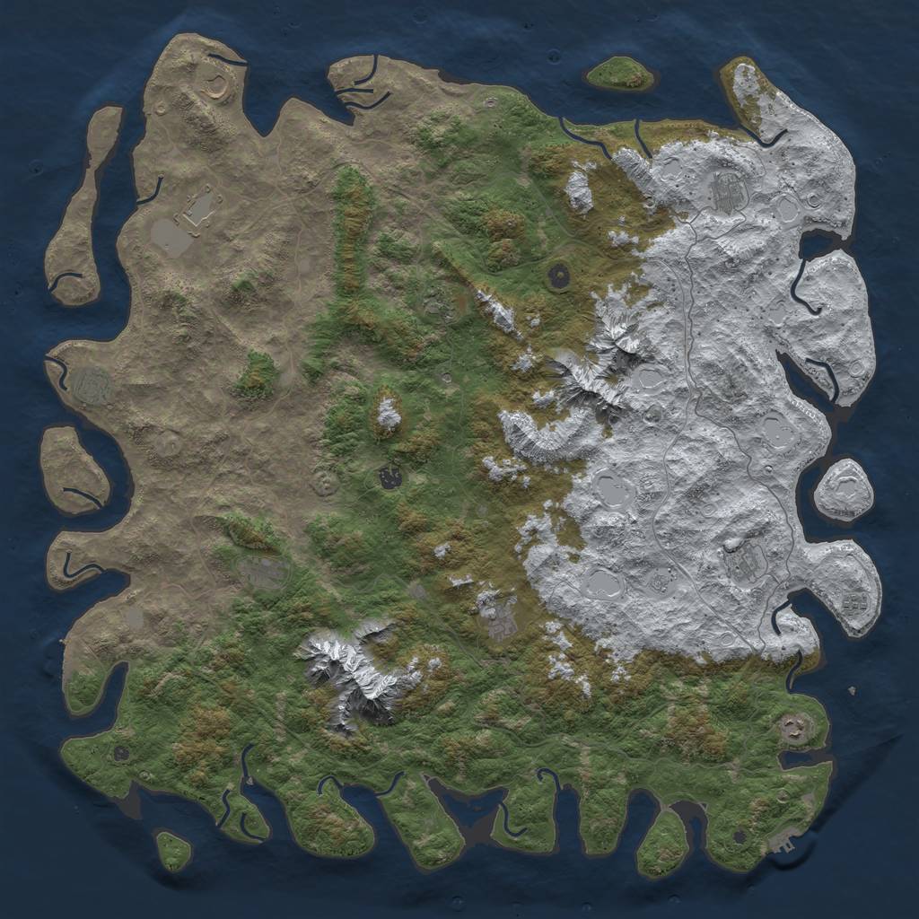 Rust Map: Procedural Map, Size: 6000, Seed: 636104, 20 Monuments