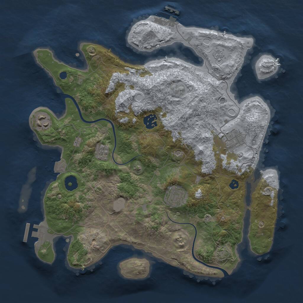Rust Map: Procedural Map, Size: 3200, Seed: 3876164, 11 Monuments
