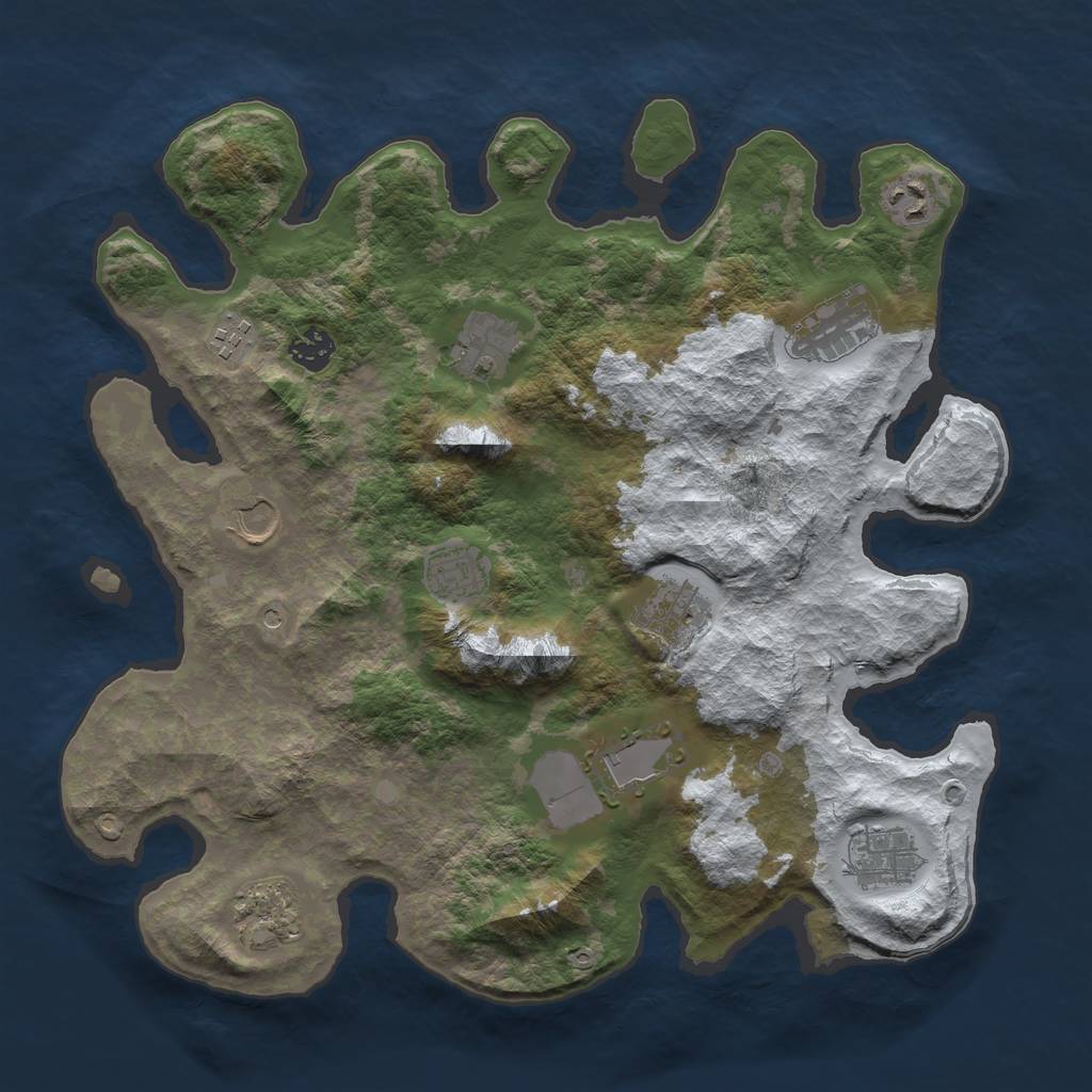 Rust Map: Barren, Size: 3750, Seed: 60827, 14 Monuments
