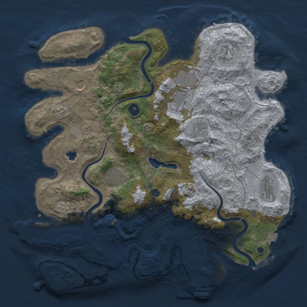 Rust Map: Procedural Map, Size: 4000, Seed: 2024636, 13 Monuments