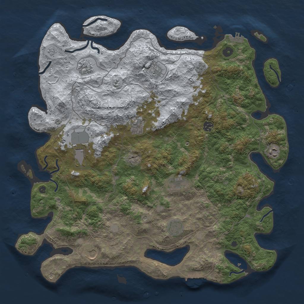 Rust Map: Procedural Map, Size: 4500, Seed: 5700885, 19 Monuments