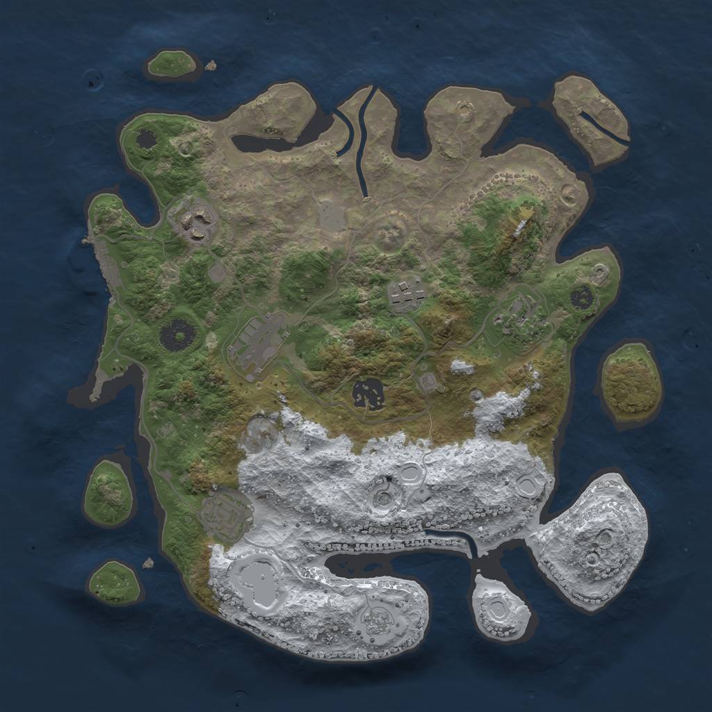 Rust Map: Procedural Map, Size: 3200, Seed: 4054076, 14 Monuments