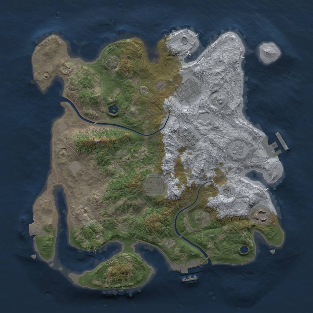 Rust Map: Procedural Map, Size: 3200, Seed: 5339076, 10 Monuments
