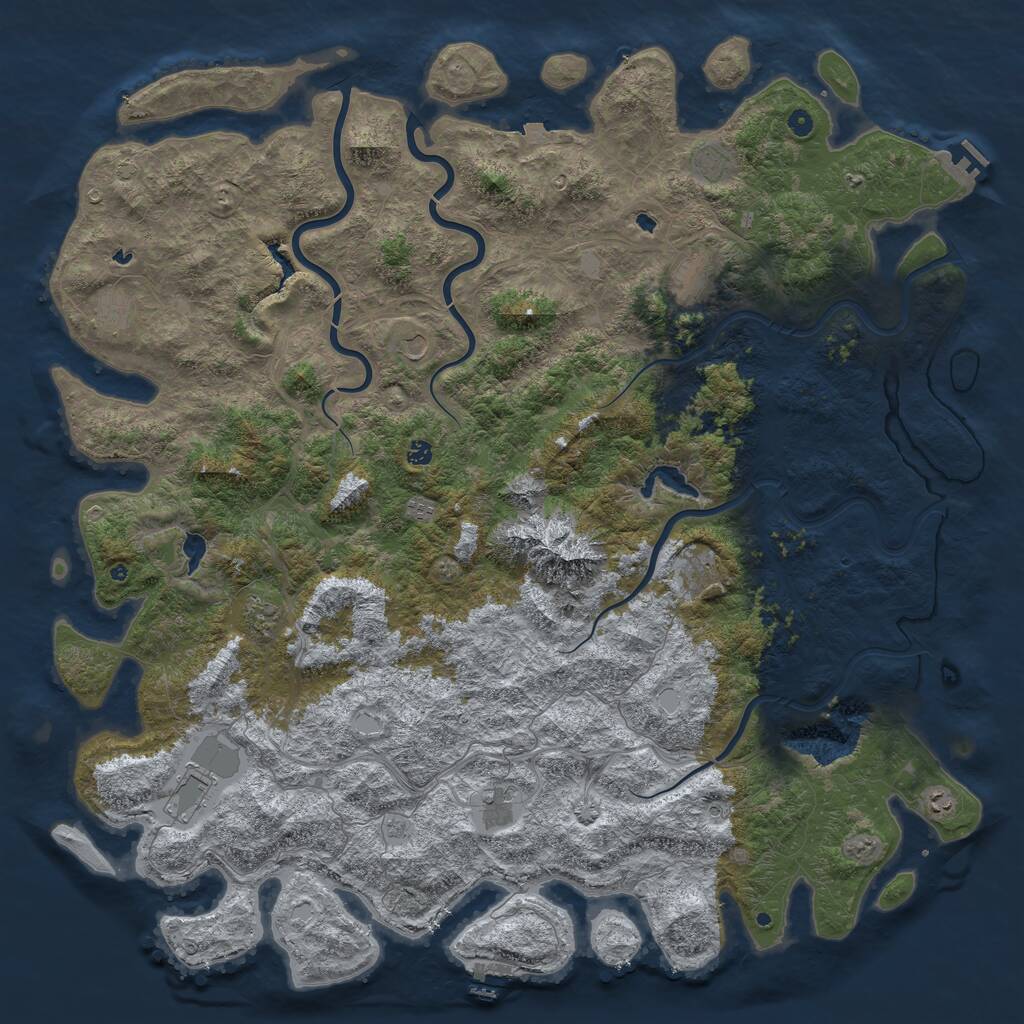 Rust Map: Procedural Map, Size: 6000, Seed: 132153, 17 Monuments