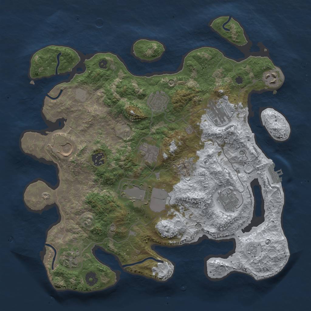 Rust Map: Procedural Map, Size: 3500, Seed: 956734, 17 Monuments