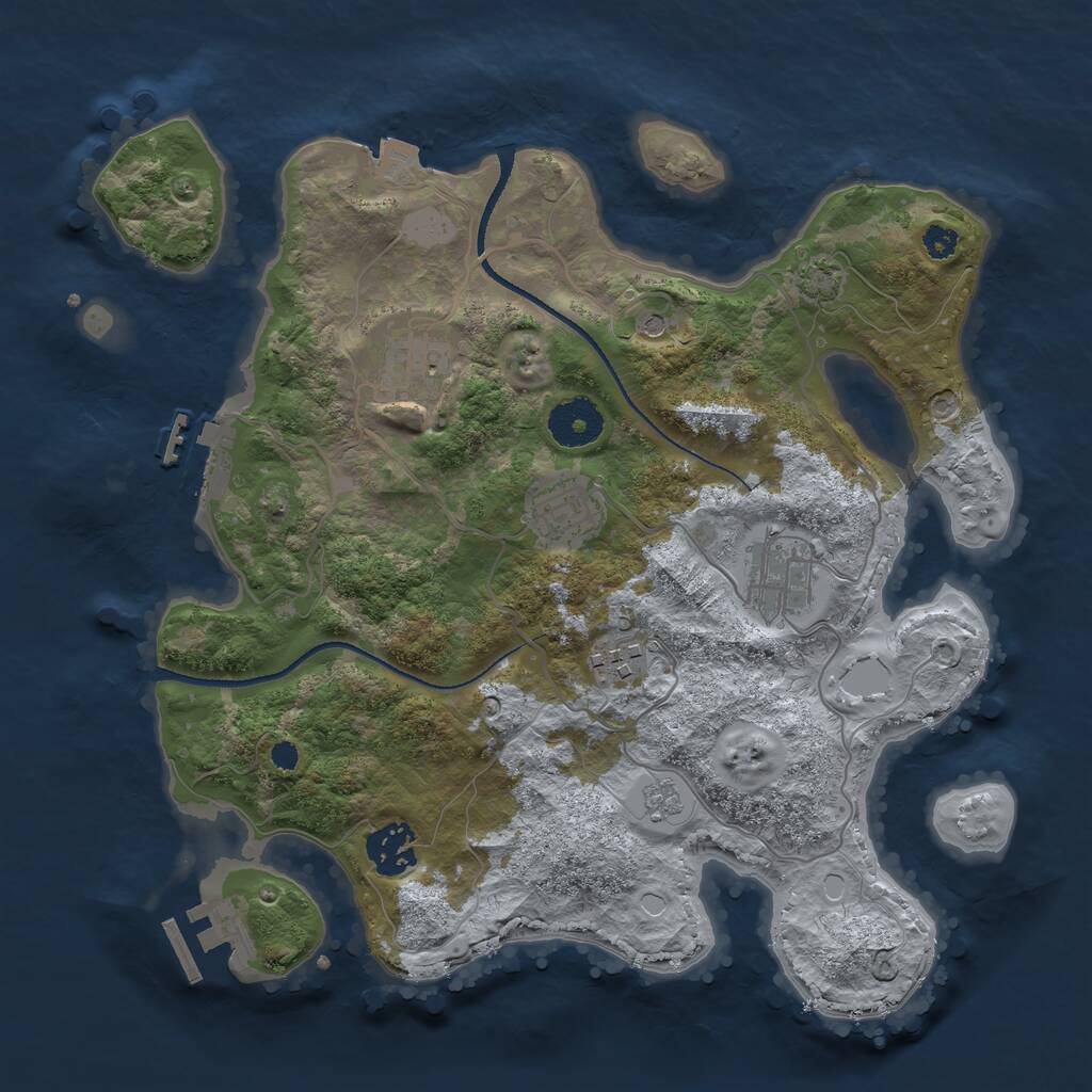 Rust Map: Procedural Map, Size: 3200, Seed: 395808, 11 Monuments