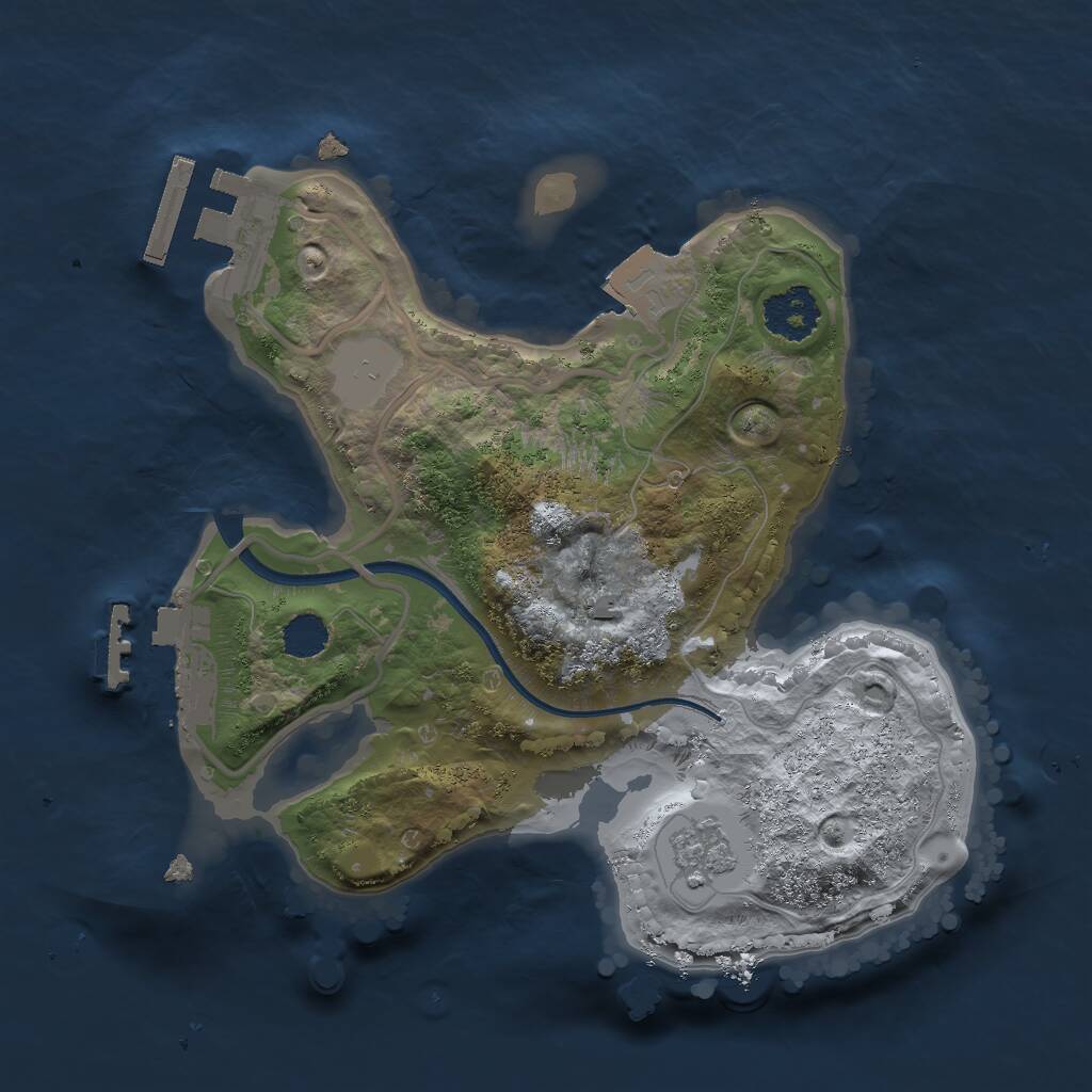 Rust Map: Procedural Map, Size: 2000, Seed: 1780607369, 4 Monuments