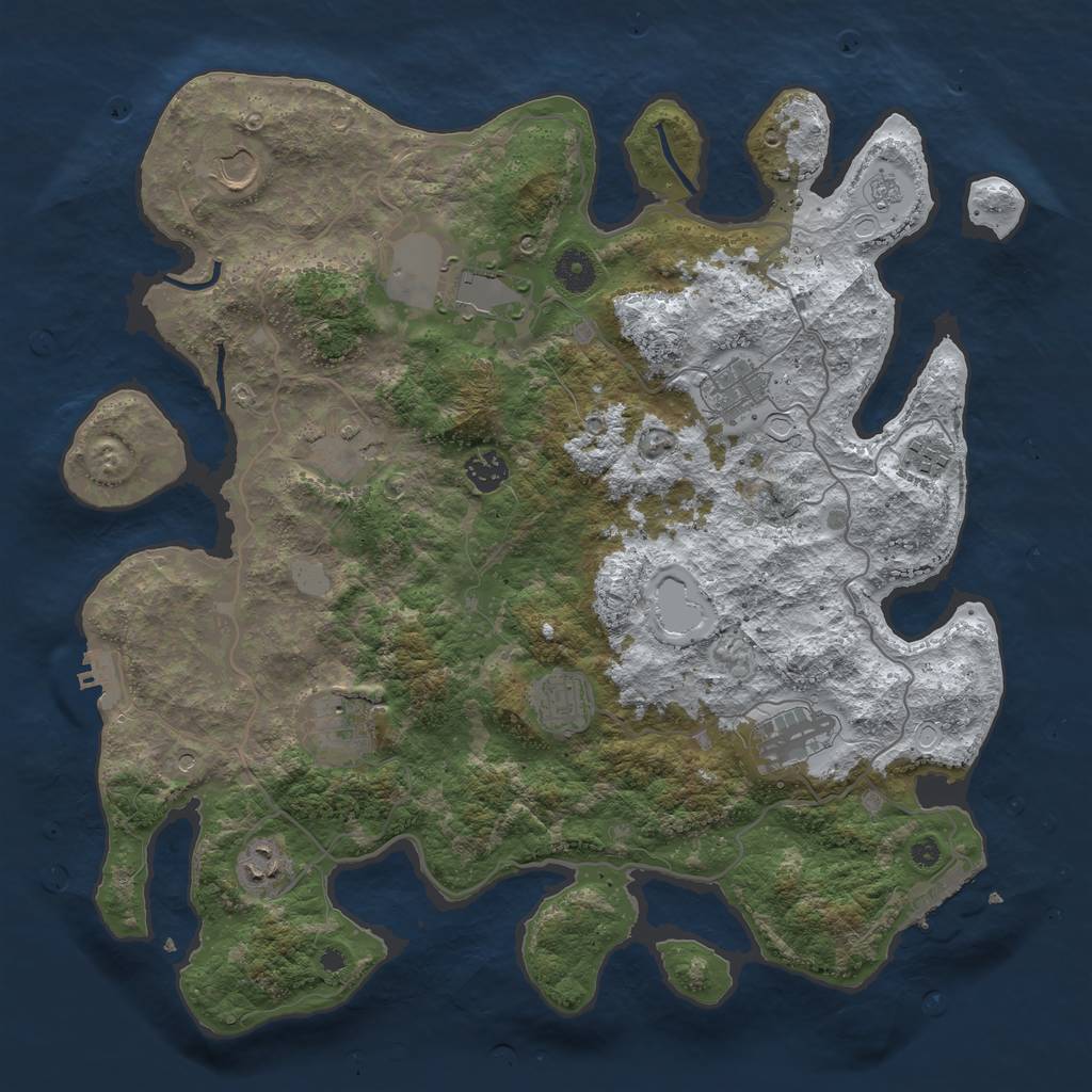 Rust Map: Procedural Map, Size: 4000, Seed: 726793979, 19 Monuments