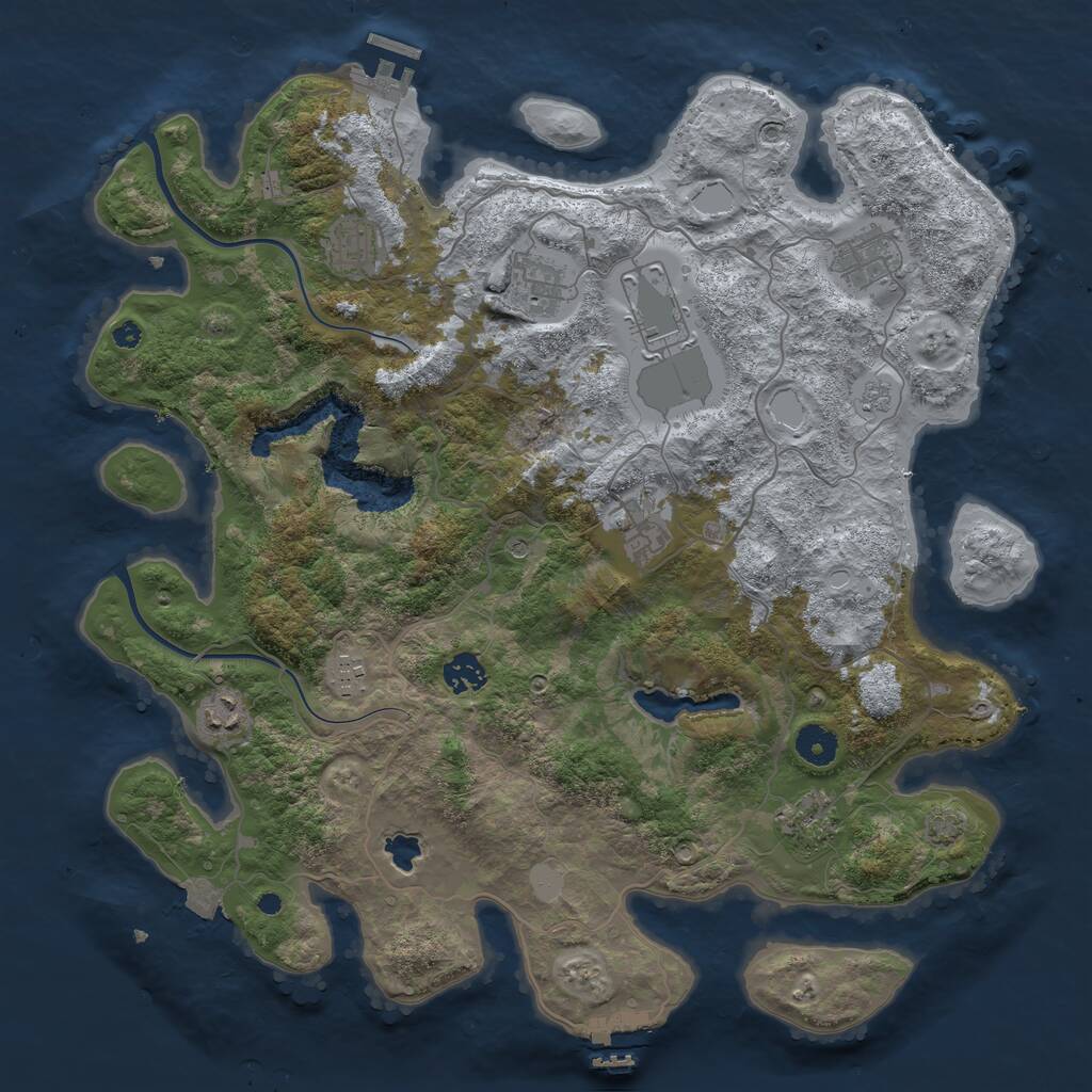 Rust Map: Procedural Map, Size: 4000, Seed: 751667, 15 Monuments