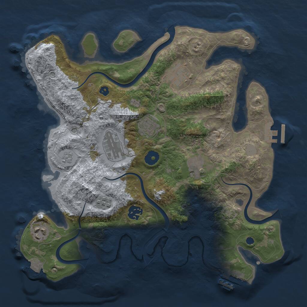 Rust Map: Procedural Map, Size: 3250, Seed: 4638761, 13 Monuments