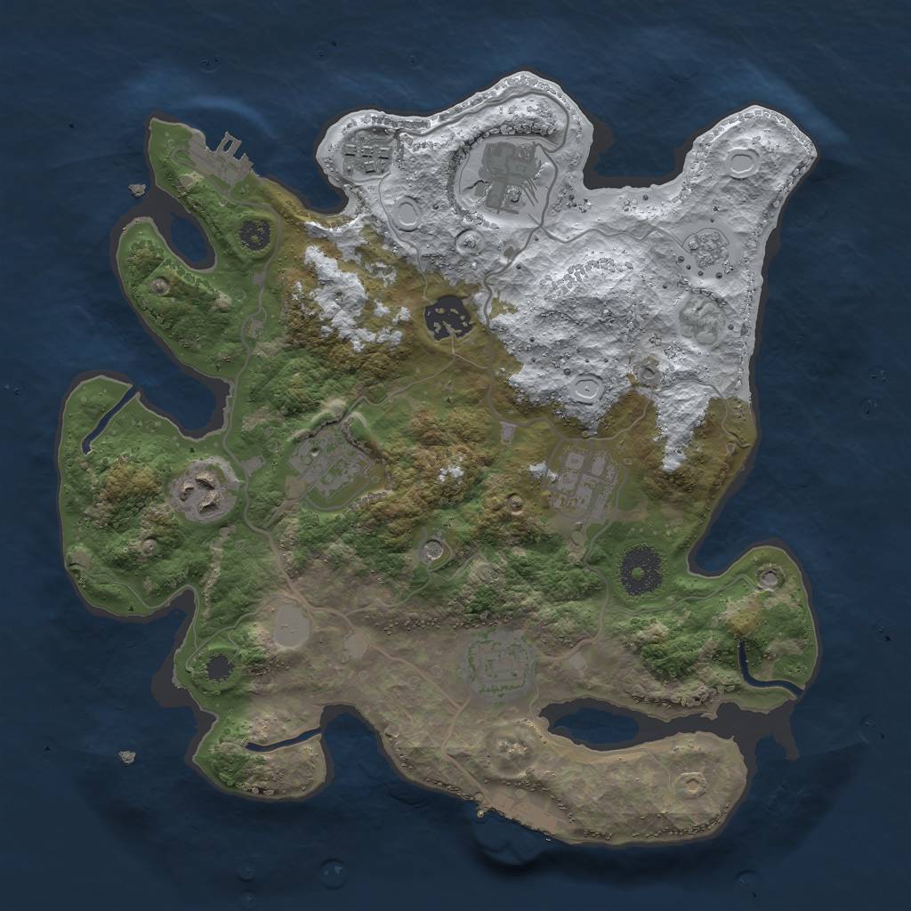 Rust Map: Procedural Map, Size: 3000, Seed: 668860103, 16 Monuments