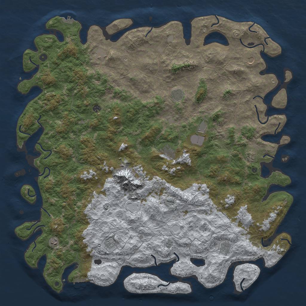 Rust Map: Procedural Map, Size: 6000, Seed: 1985643217, 20 Monuments
