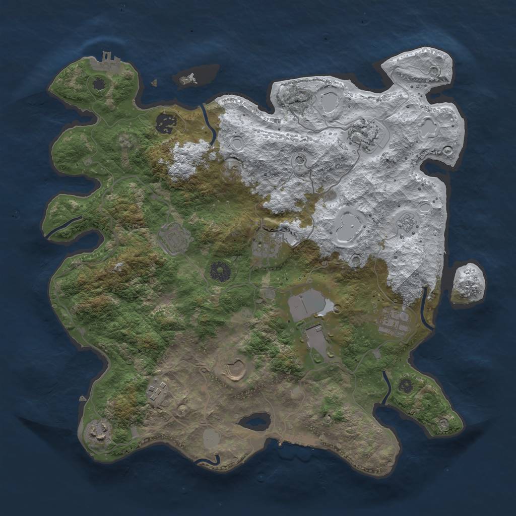 Rust Map: Procedural Map, Size: 3700, Seed: 872048, 18 Monuments