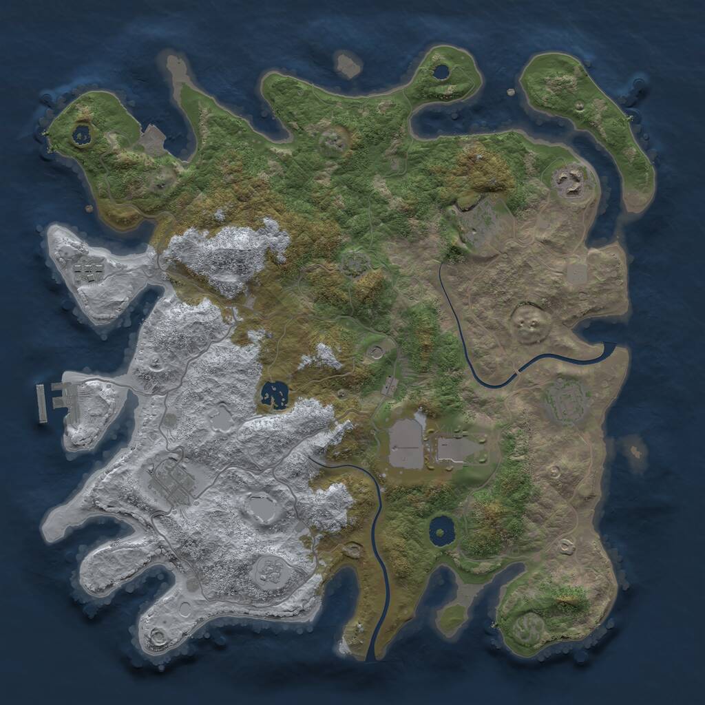 Rust Map: Procedural Map, Size: 3700, Seed: 220212, 12 Monuments